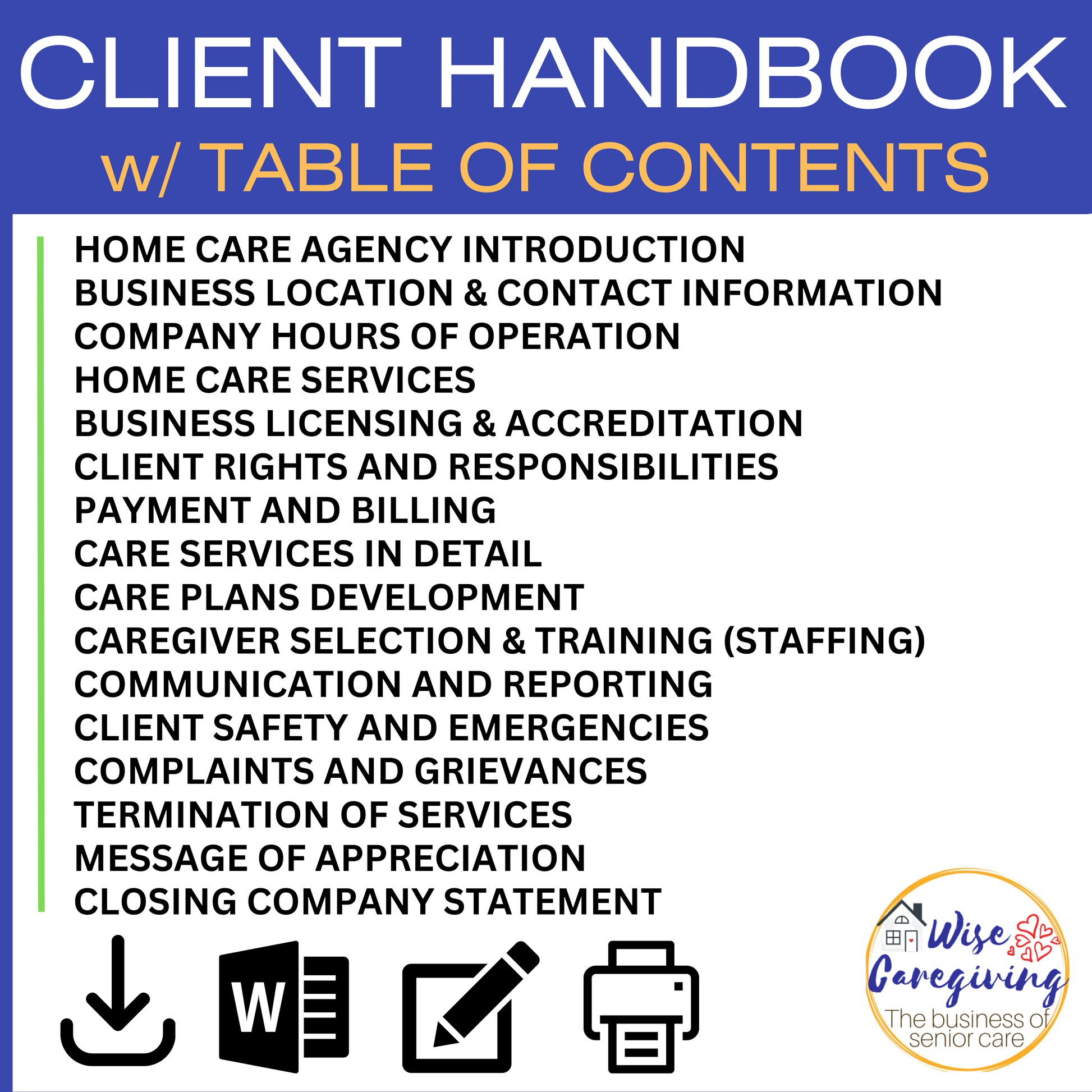 Home Care Client Handbook Manual Template - Wisecaregiving