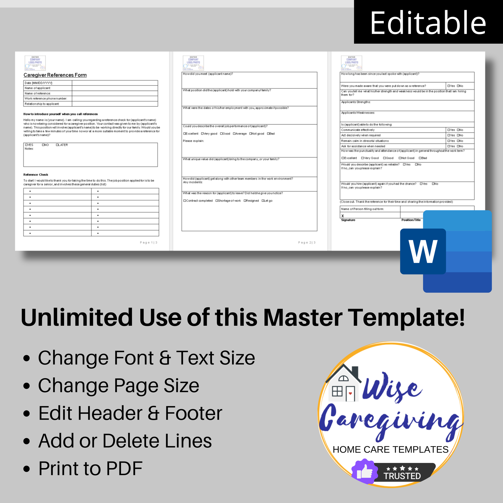Caregiver Reference Check Template - Wisecaregiving