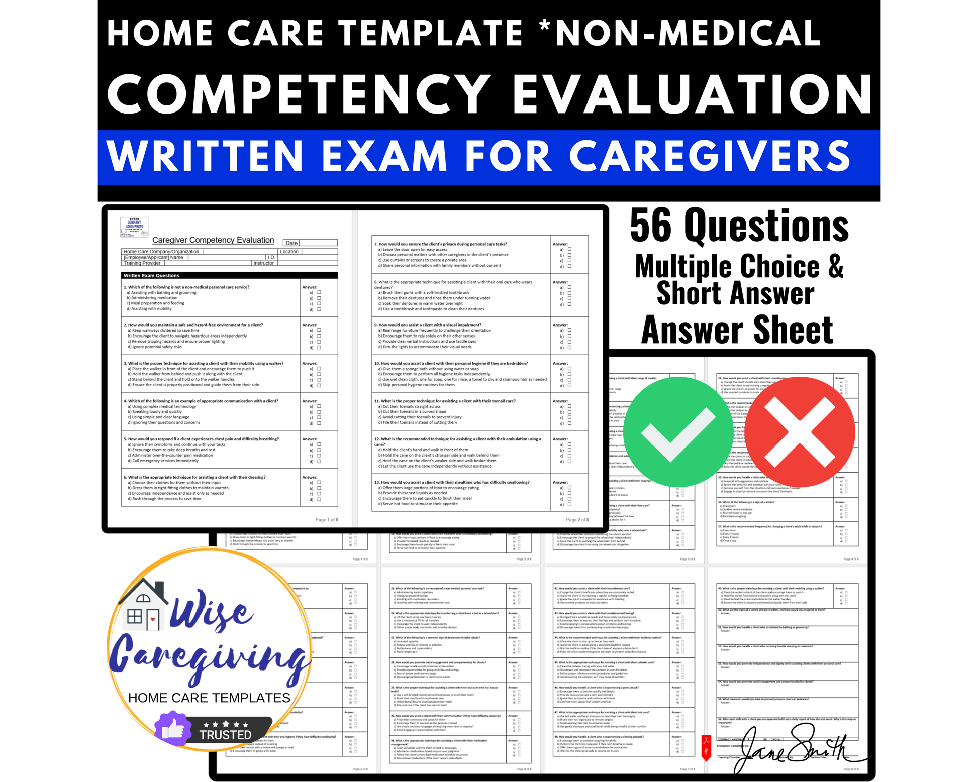 Home Care Training Form Templates - Wisecaregiving