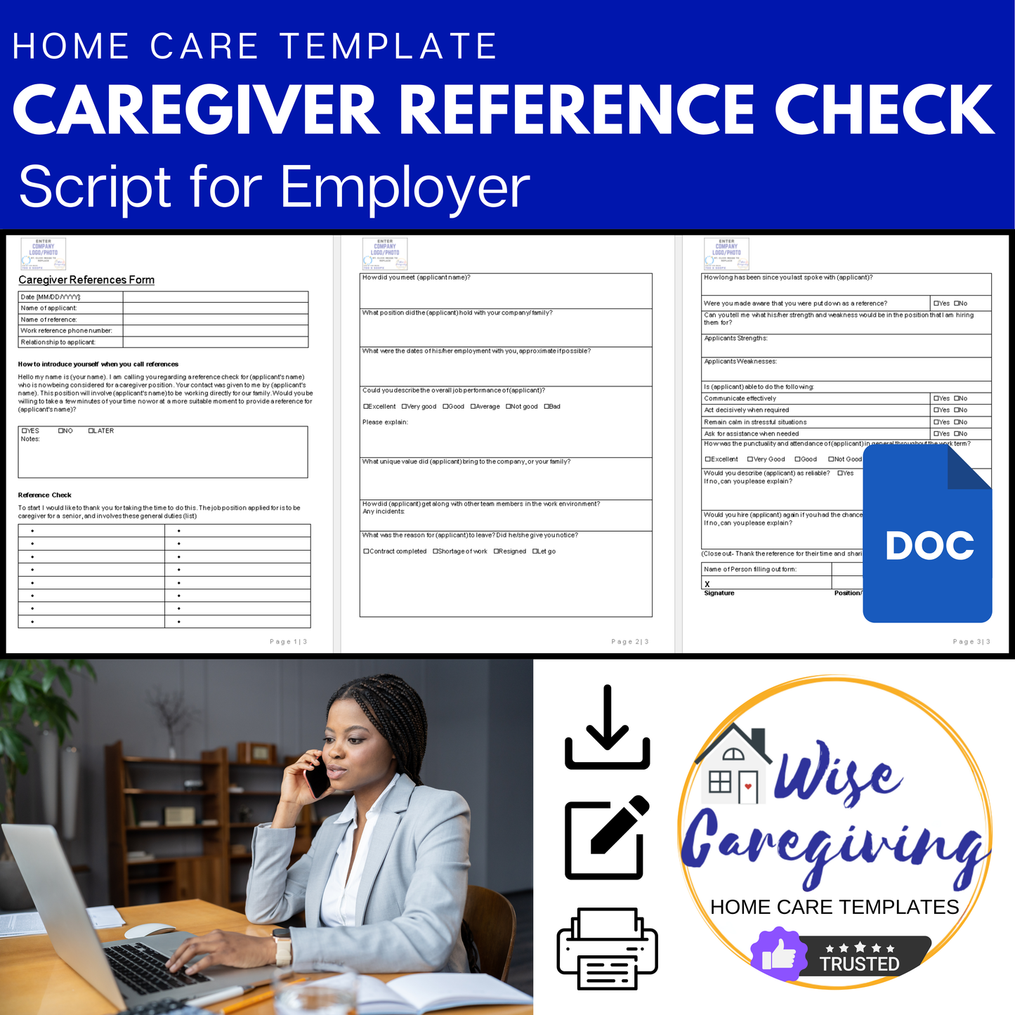 Caregiver Reference Check Template - Wisecaregiving