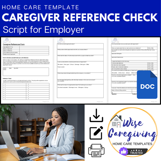 Caregiver Reference Check Template - Wisecaregiving