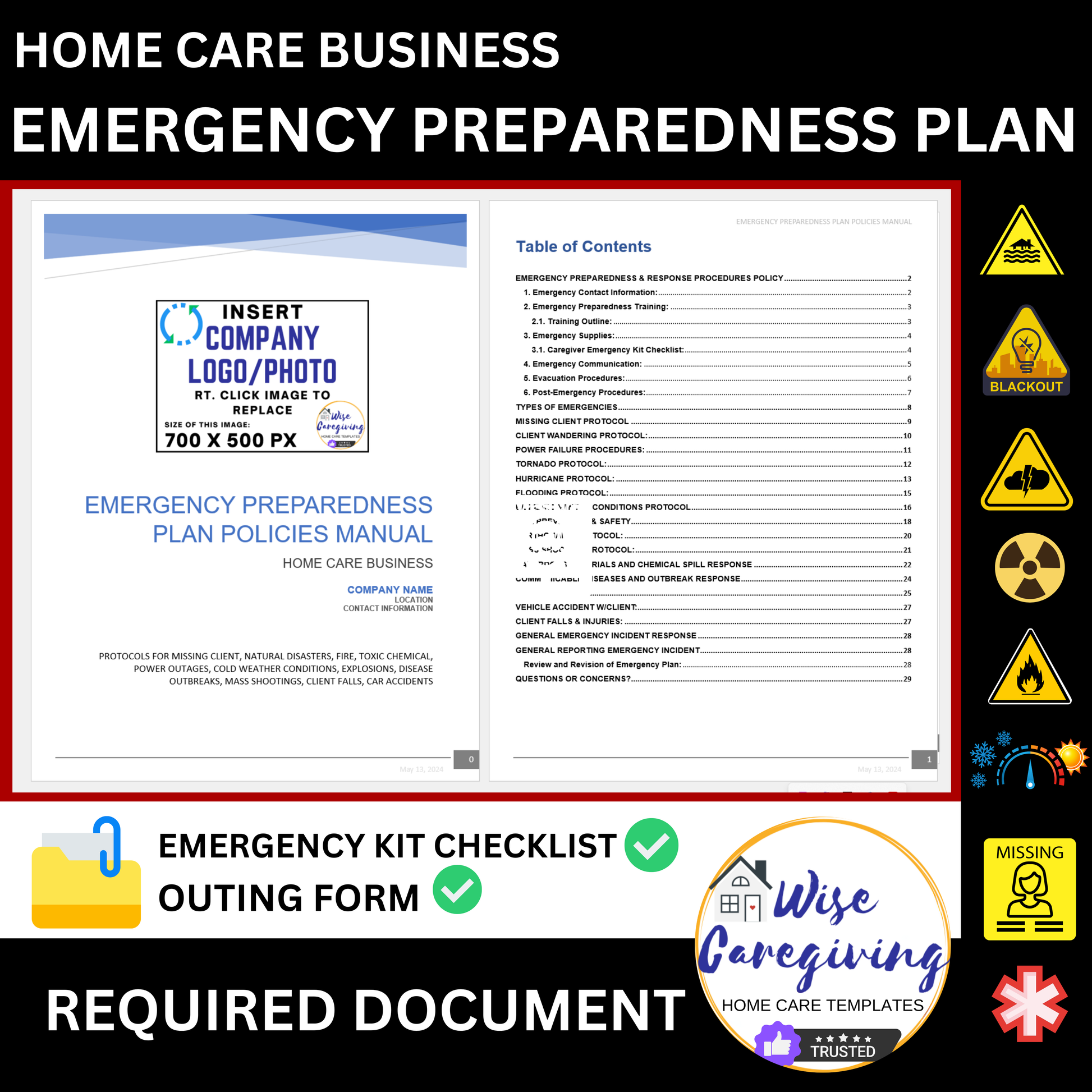 Emergency Preparedness Manual Template - Wisecaregiving