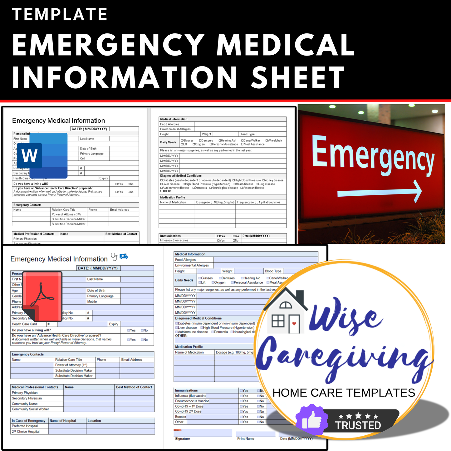Emergency Medical Information Templates