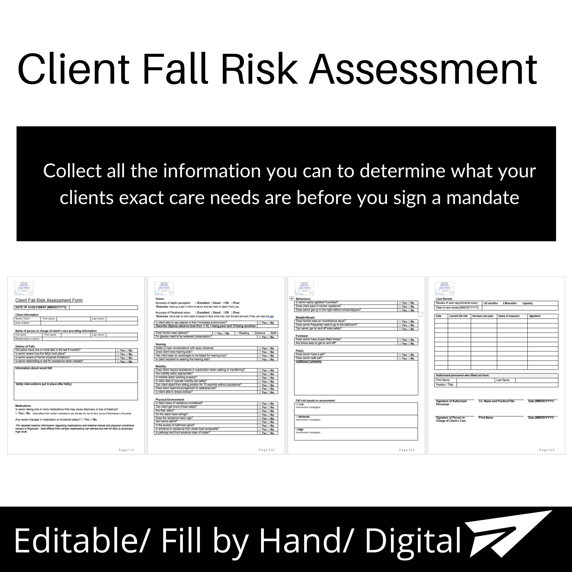 Home Care Fall Risk Assessment Template - Wisecaregiving