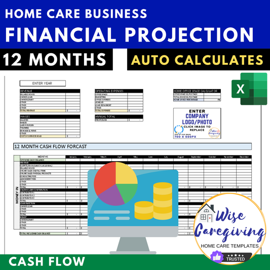 Home Care Business 12 Month Financial Projection Template - Wisecaregiving