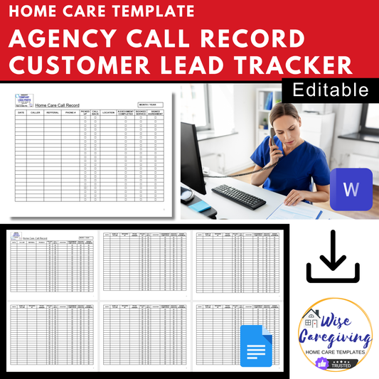 Home Care Business Call Record Template - Wisecaregiving