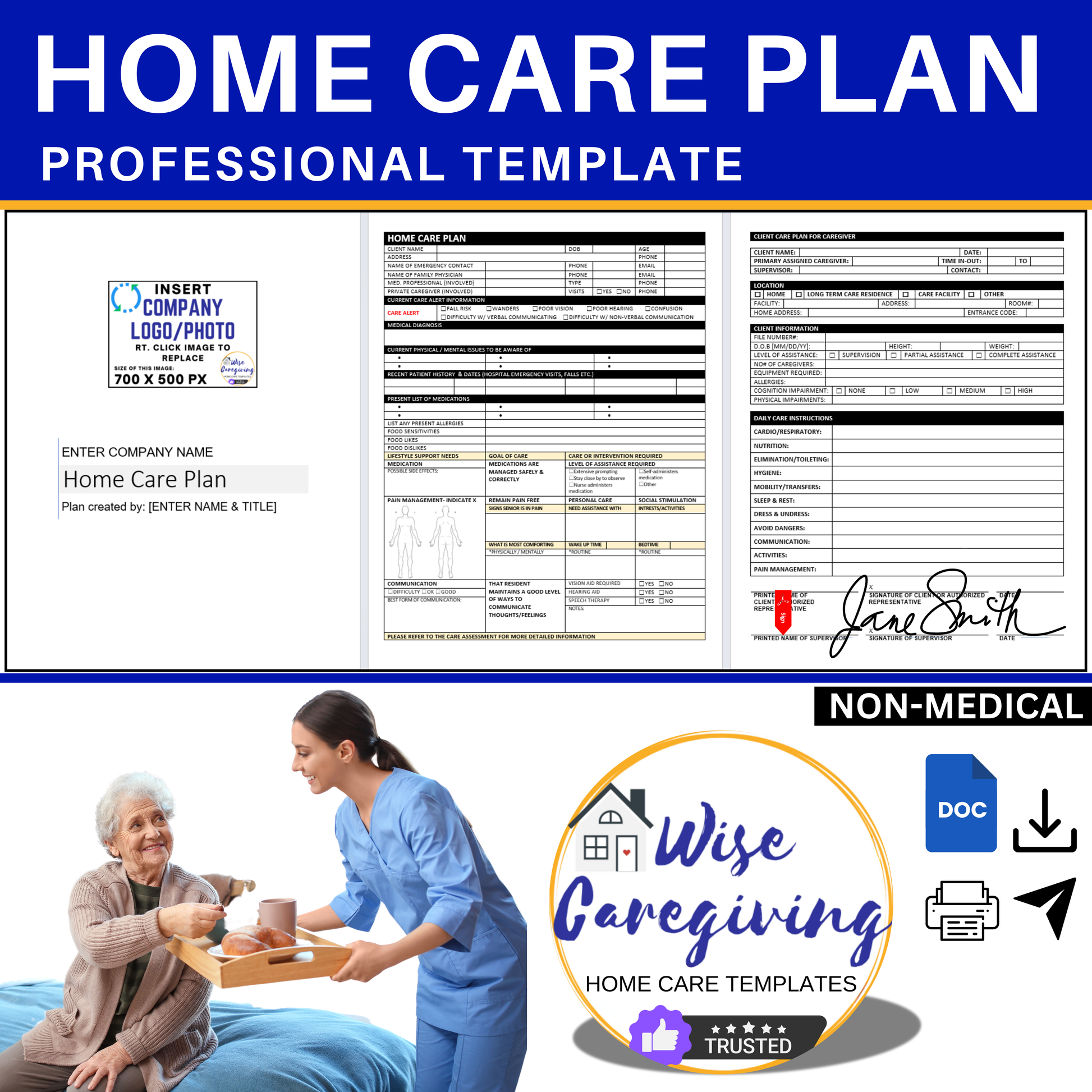 Home Care Plan Template Bundle - Wisecaregiving