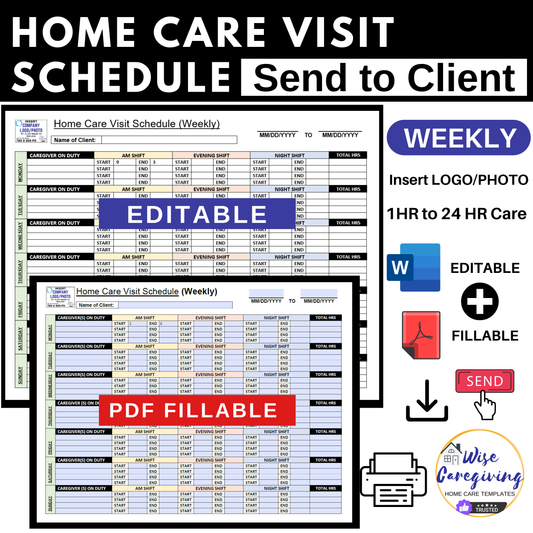 Home Care Visit Schedule Template for Client - Wisecaregiving