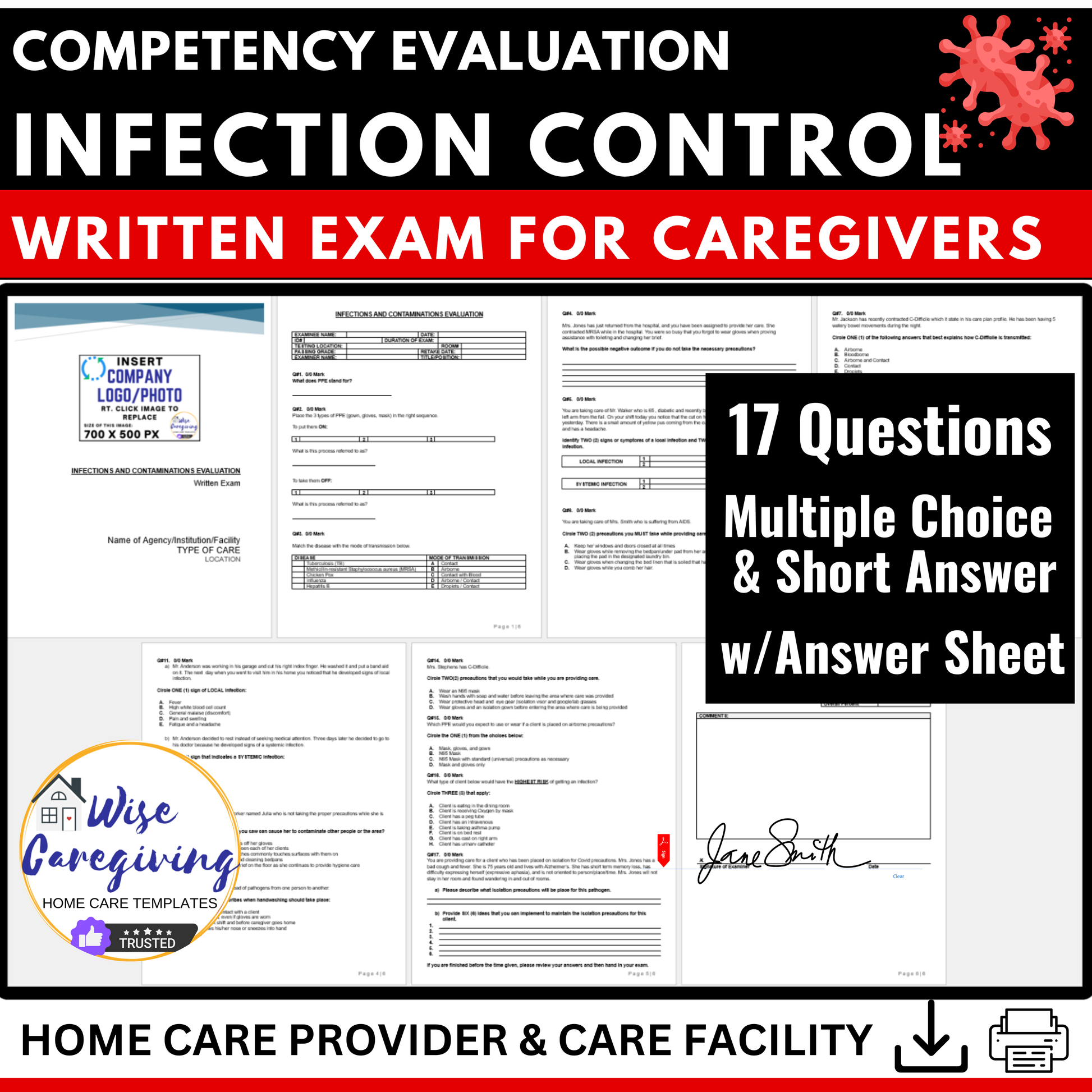 Home Care Infection Control Template Bundle - Wisecaregiving
