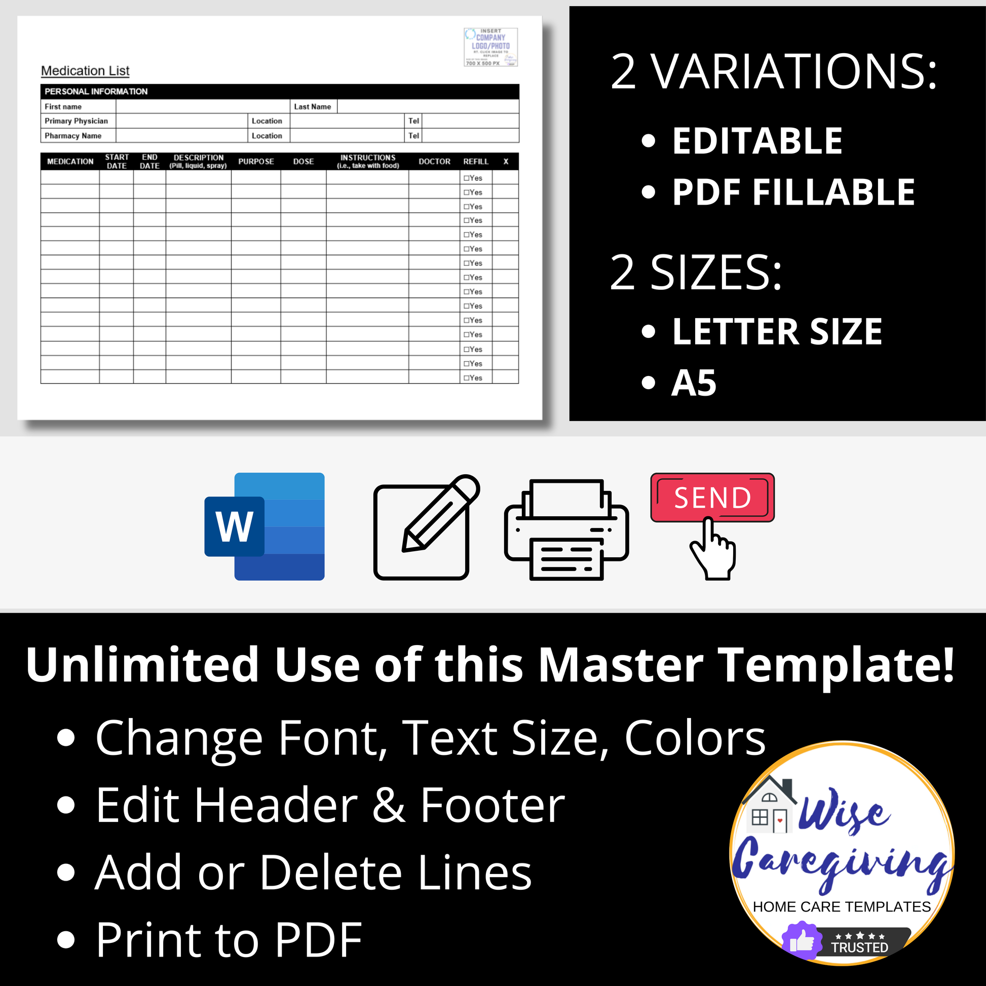 Medication List Template - Wisecaregiving