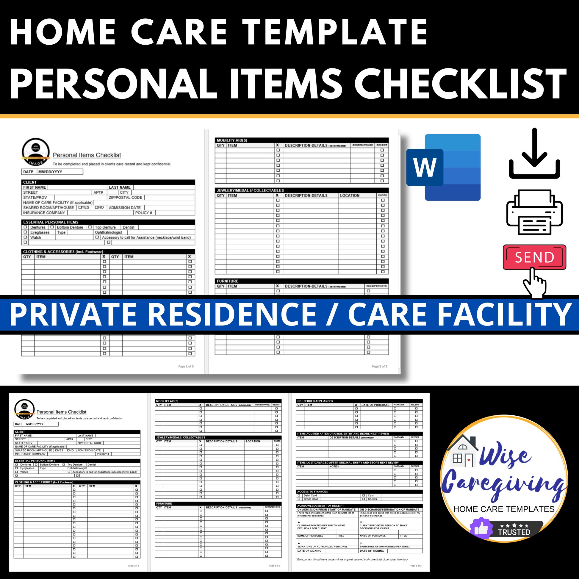 Personal Items Checklist Template - Wisecaregiving