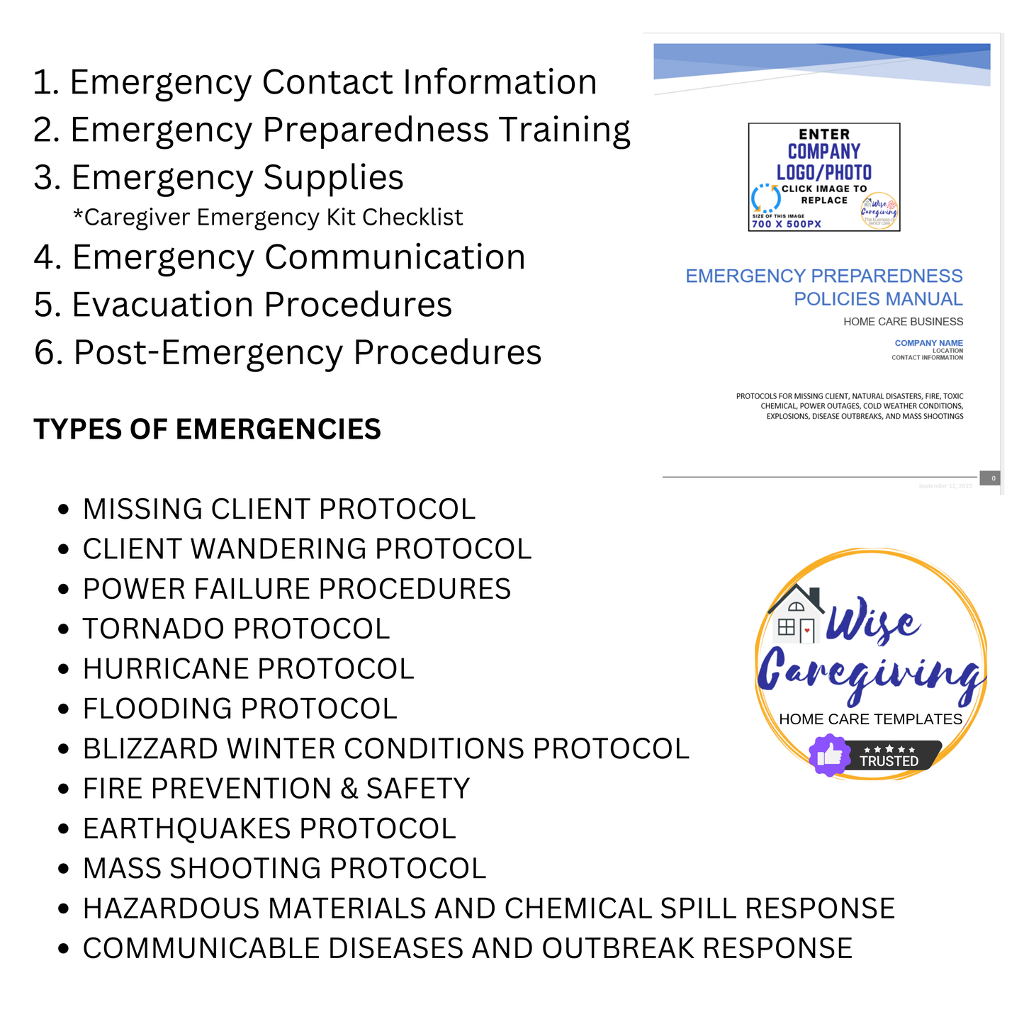 Emergency Preparedness Manual Template - Wisecaregiving