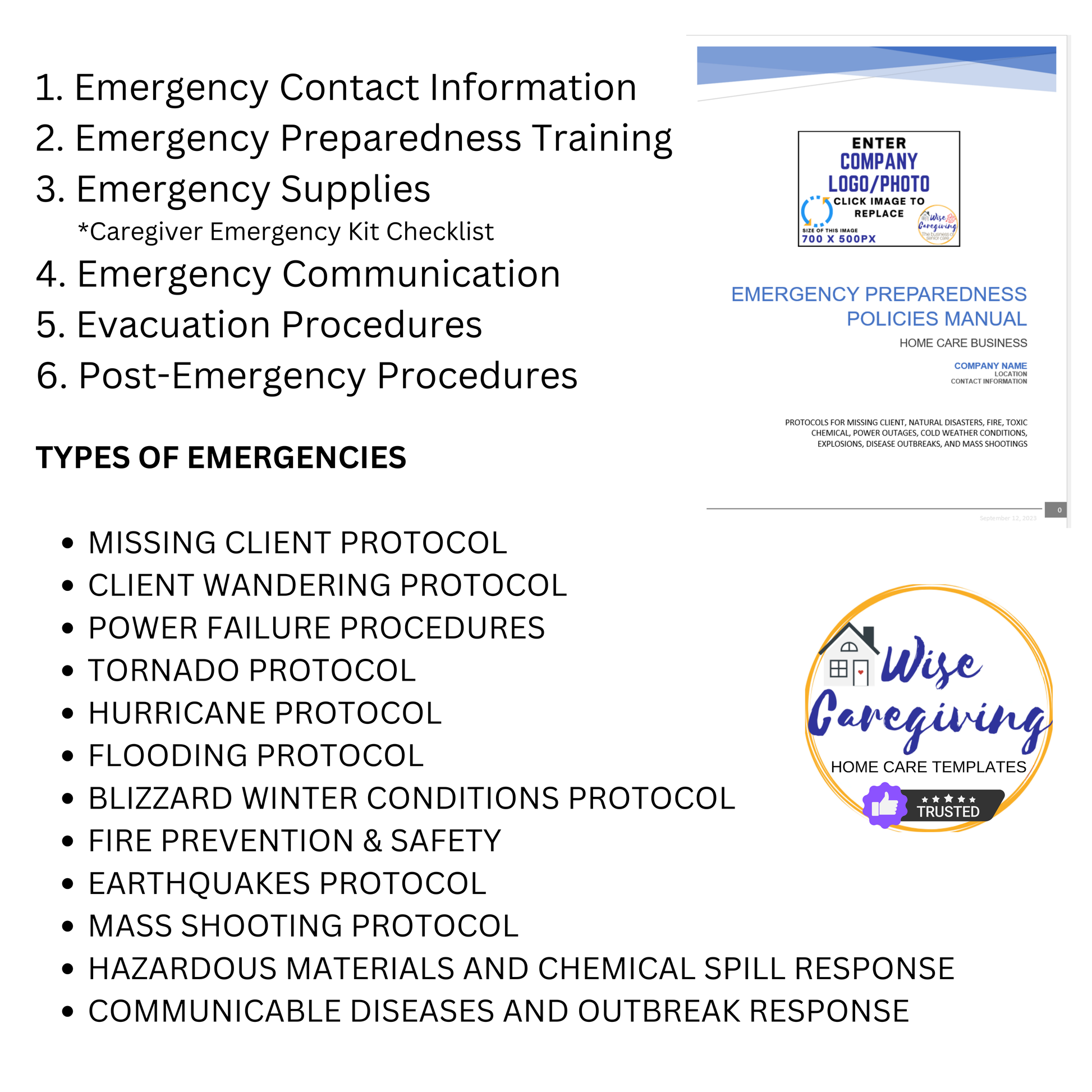 Emergency Preparedness Manual Template - Wisecaregiving