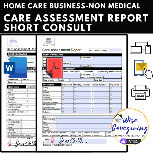 Home Care Quick Assessment Template - Wisecaregiving