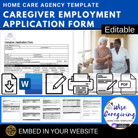 Home Care Employee Application Form Template
