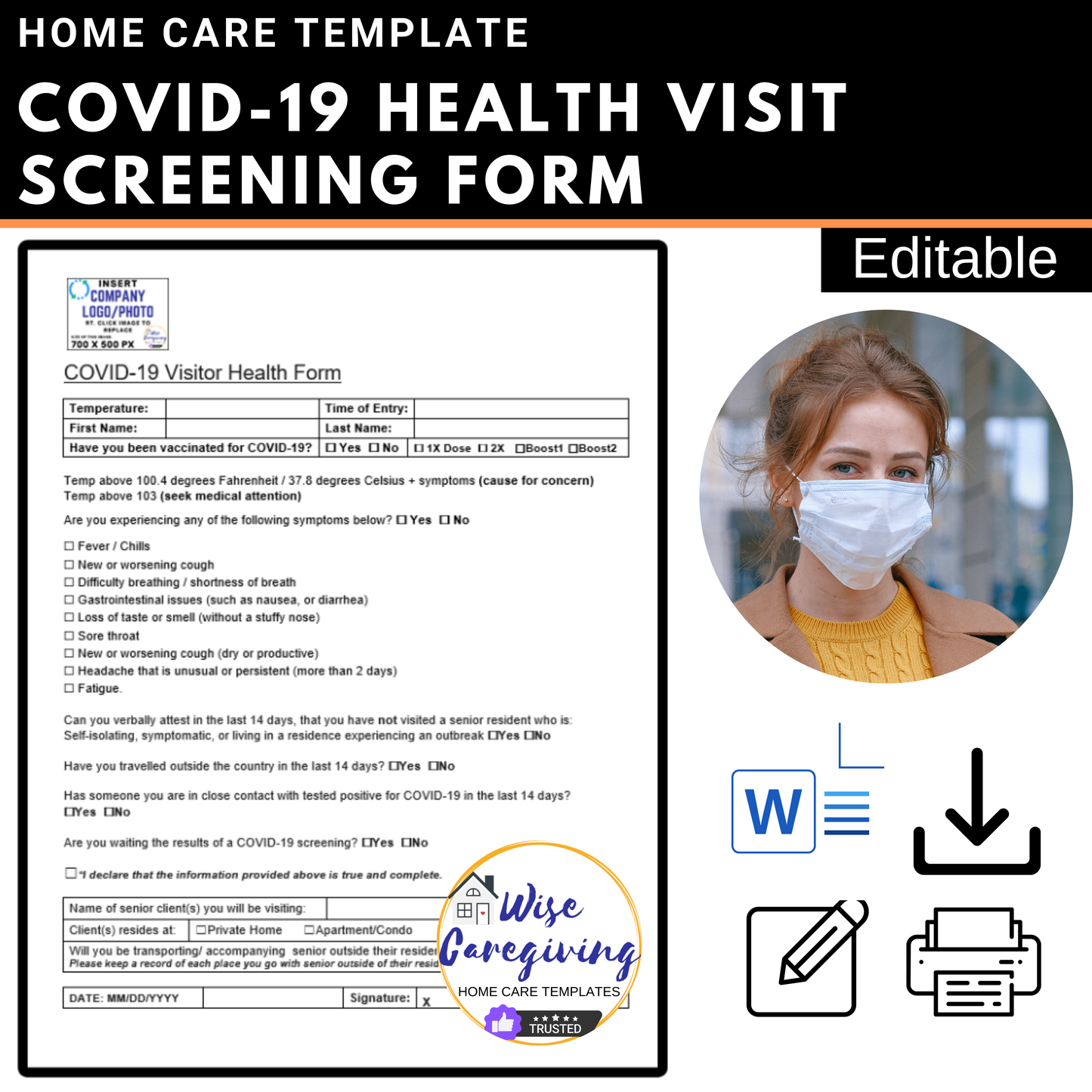 COVID-19 Visitor Screening Form Template - Wisecaregiving