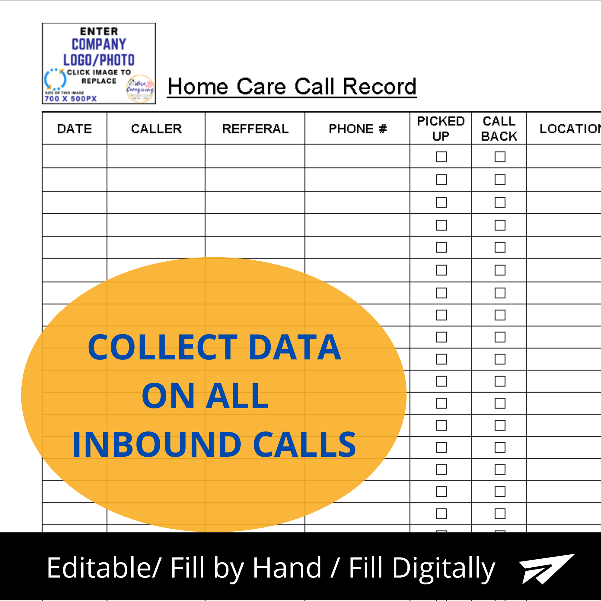 Home Care Business Call Record Template - Wisecaregiving