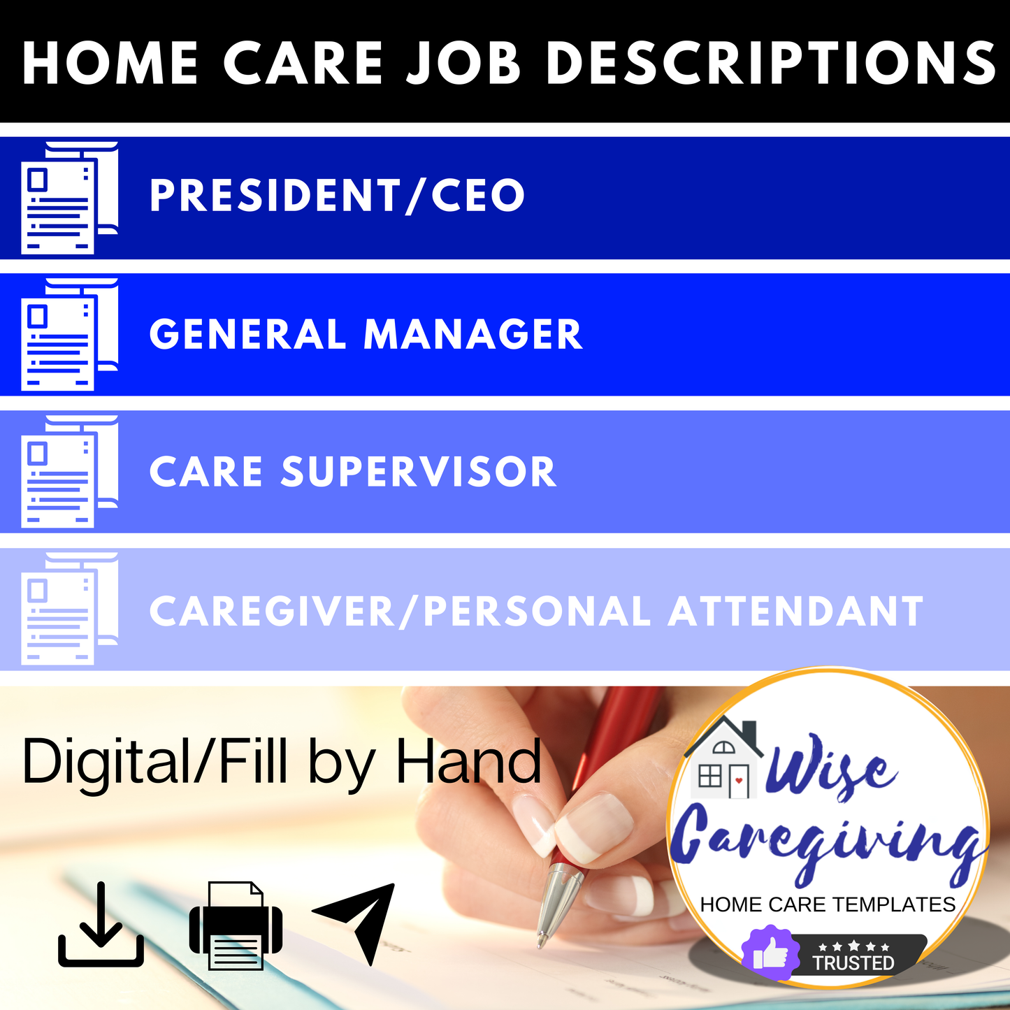 Home Care Job Description Templates Bundle