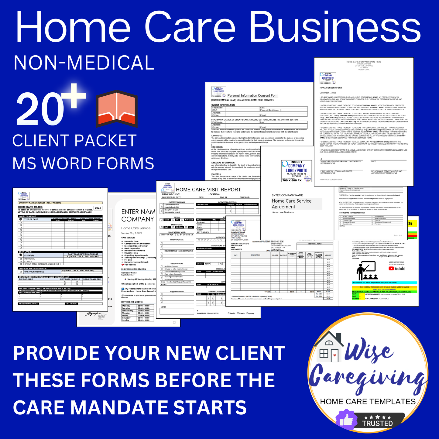 Home Care New Client Packet Templates Bundle