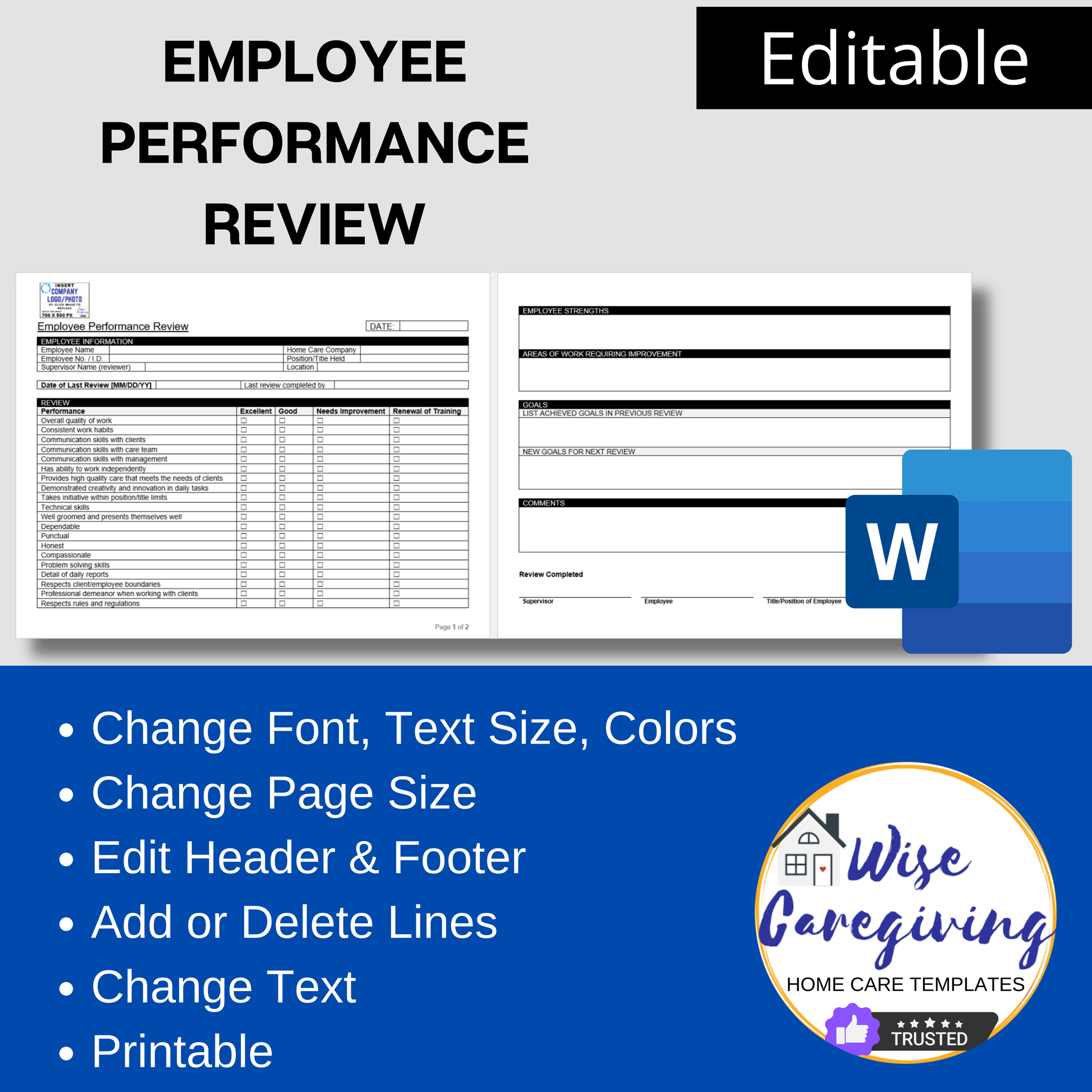 Caregiver Performance Evaluation Template - Wisecaregiving