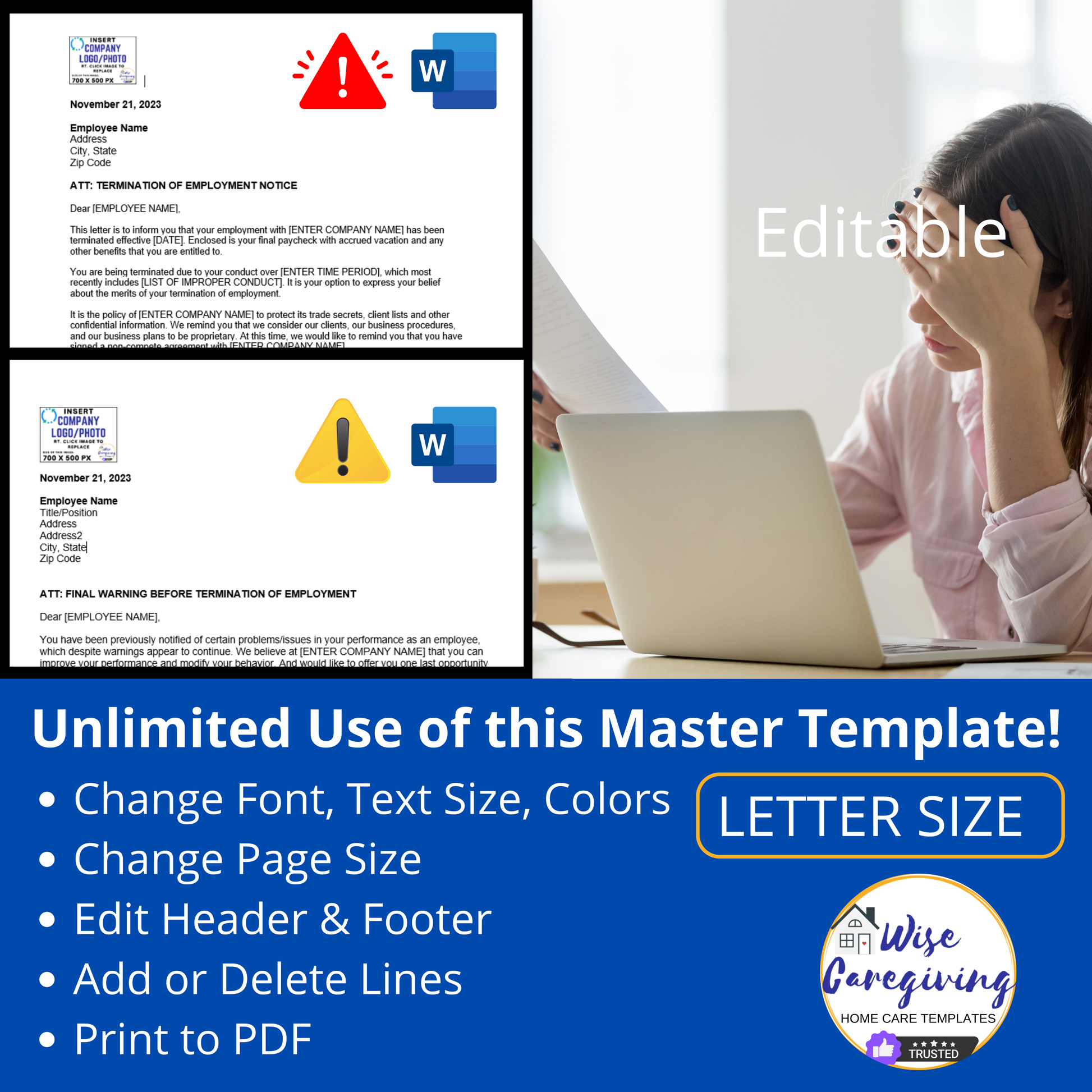 Home Care Employee  Warning and Termination Letter Template - Wisecaregiving