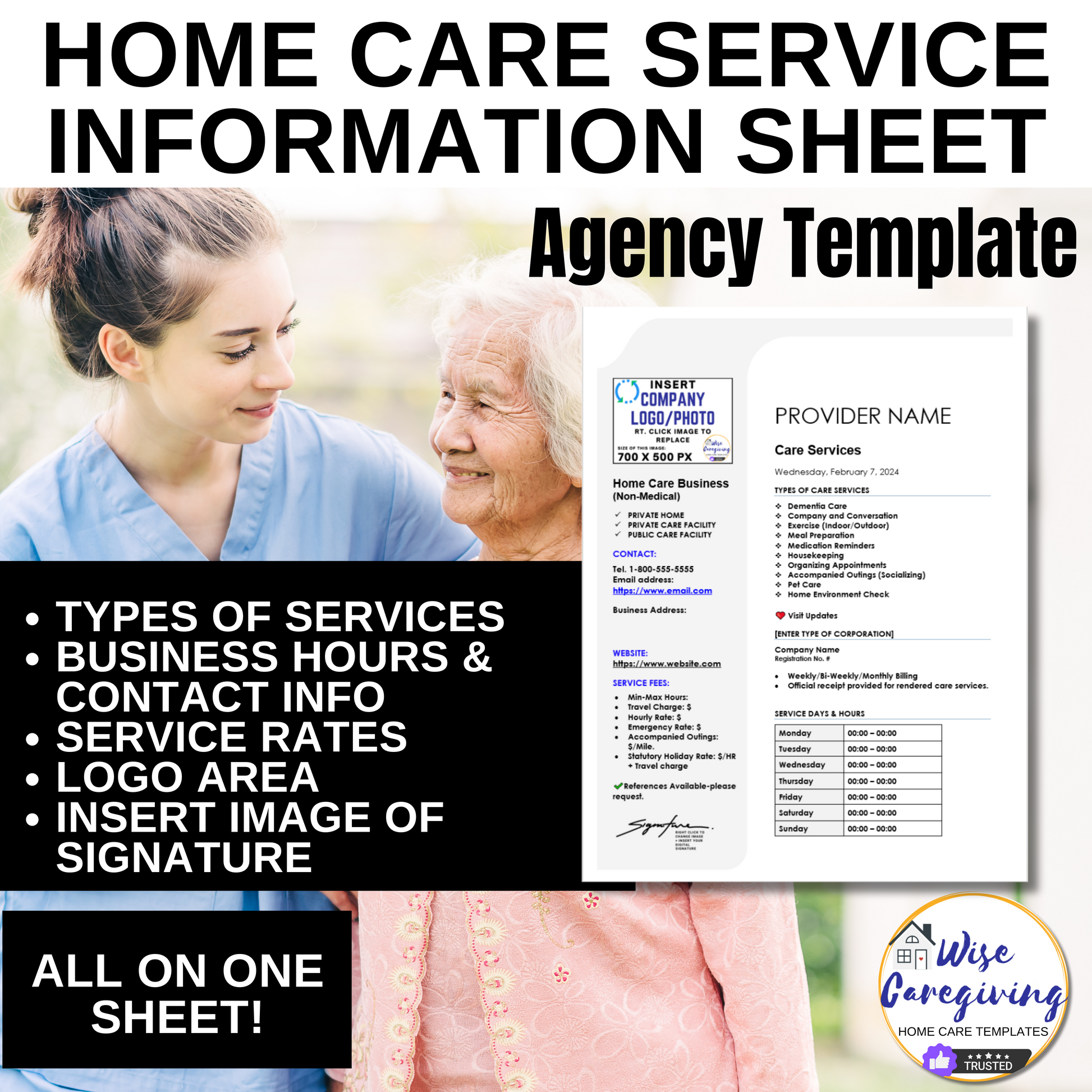 Home Care Information Sheet Template - Wisecaregiving