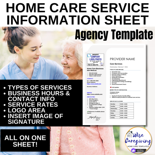 Home Care Information Sheet Template - Wisecaregiving