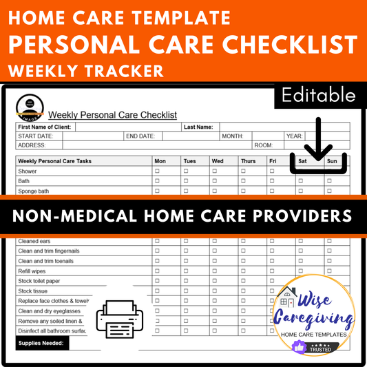 Personal Care Checklist Template - Wisecaregiving