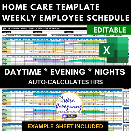 Home Care Weekly Schedule Template - Wisecaregiving