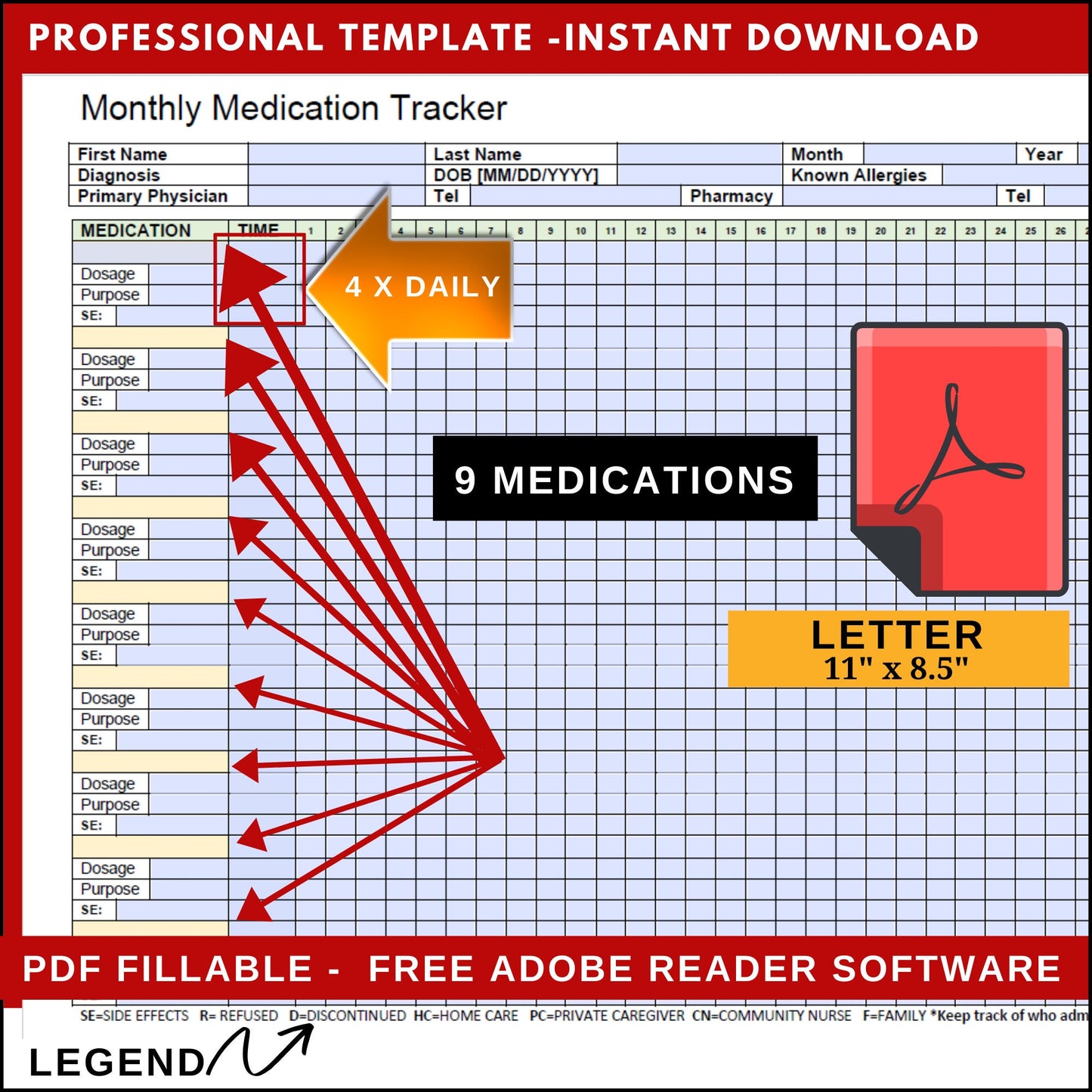 Monthly Medication Tracker Template - Wisecaregiving