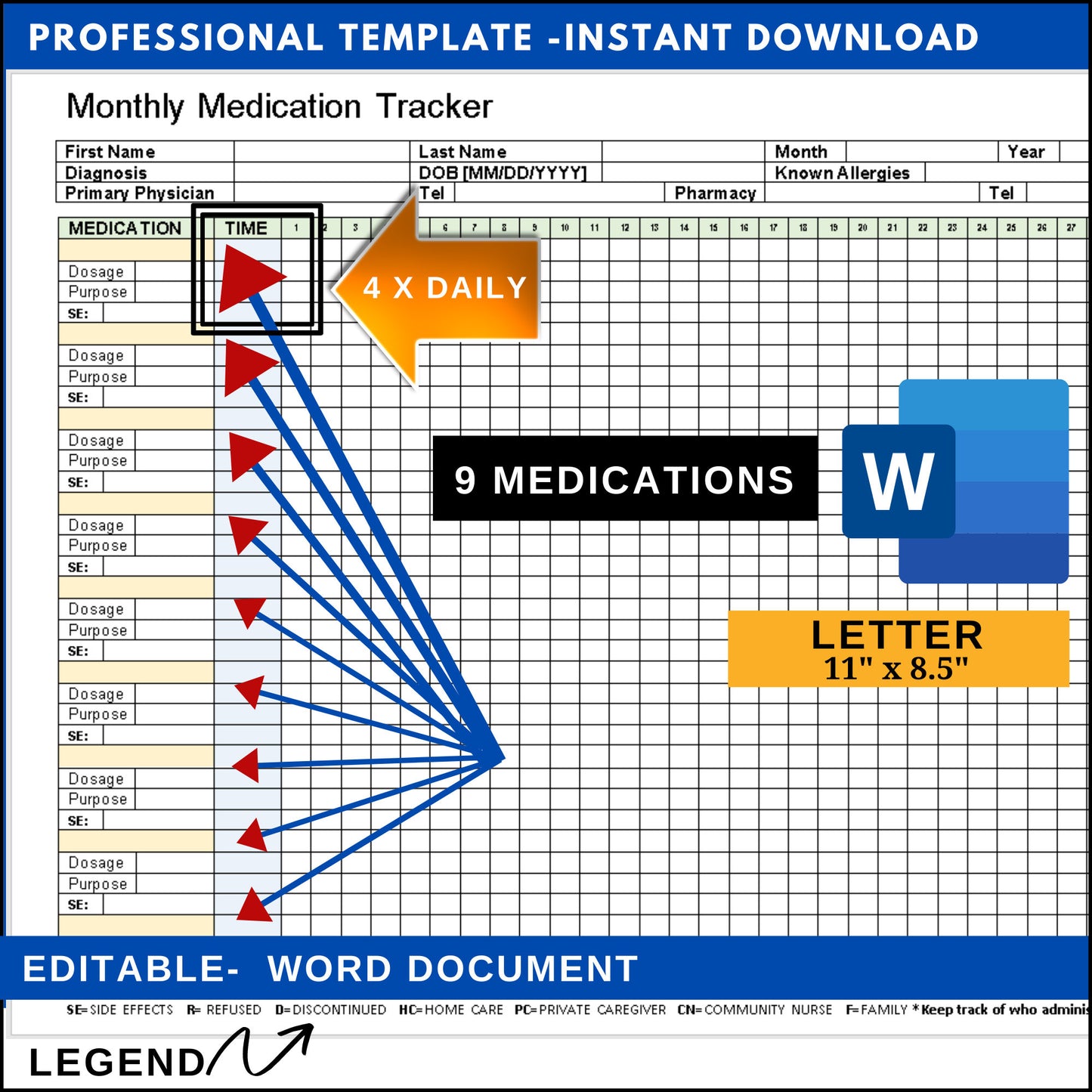 Monthly Medication Tracker Template - Wisecaregiving