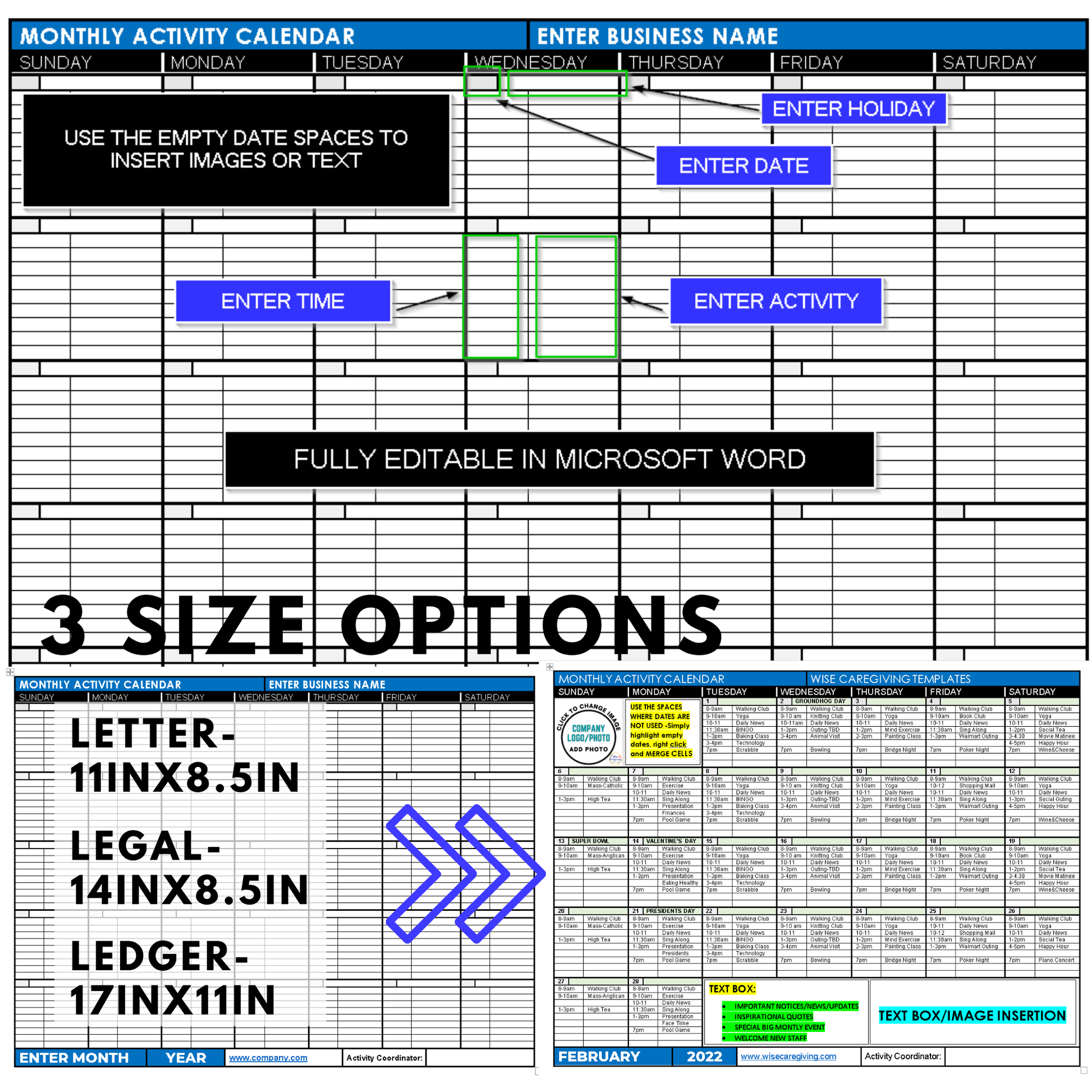Monthly Activity Planner Template - Wisecaregiving