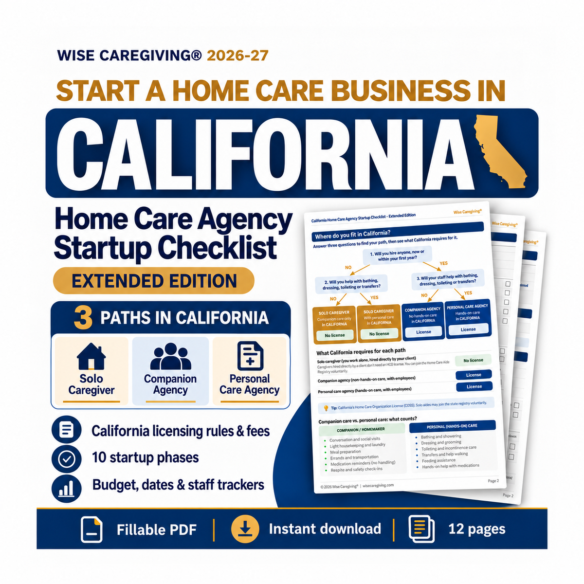 California Home Care Business Startup Checklist | Fillable PDF