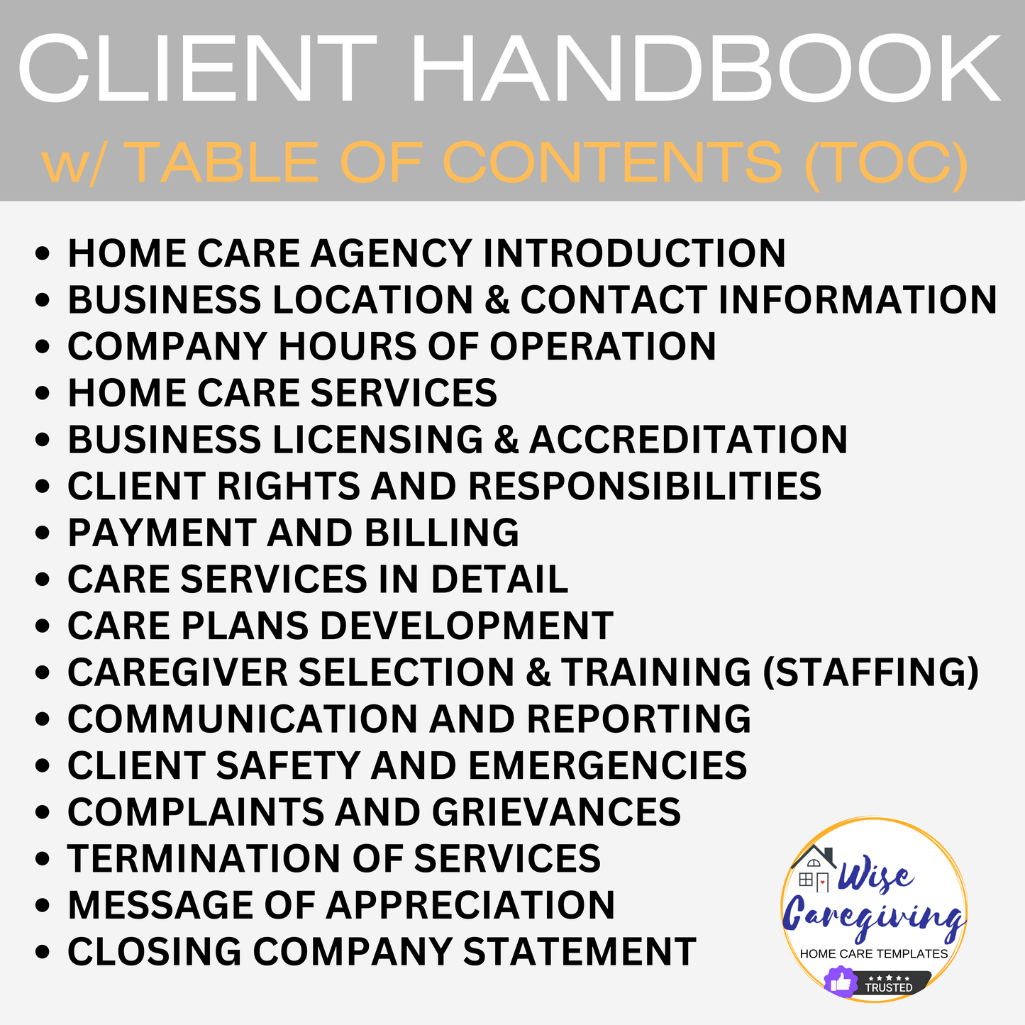 Home Care Client Handbook Manual Template
