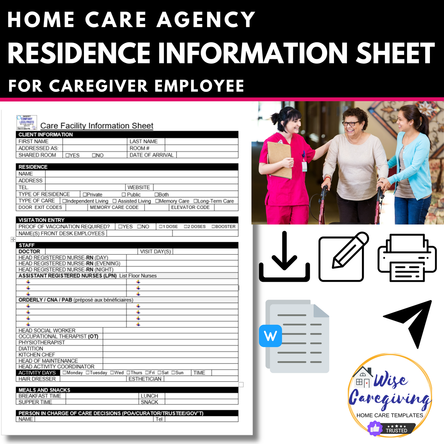 Care Facility Information for Caregiver Template