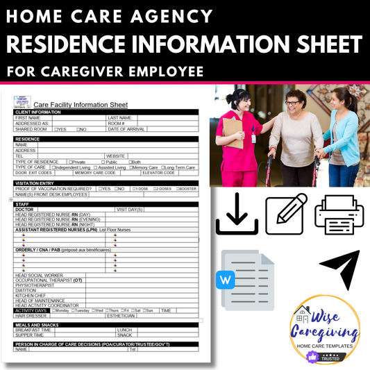 Care Facility Information for Caregiver Template