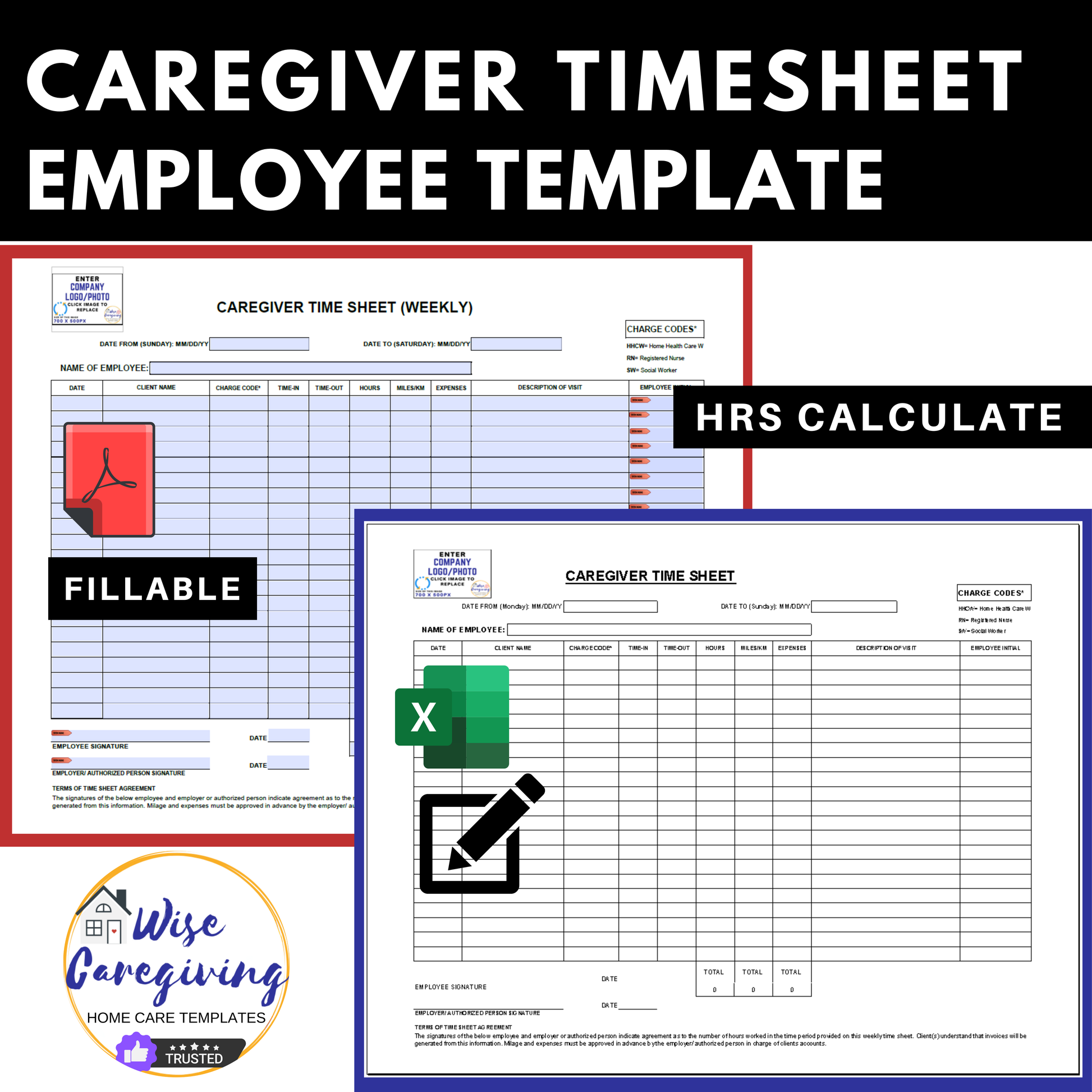 Caregiver Time Sheet Template for Multiple Visits - Wisecaregiving