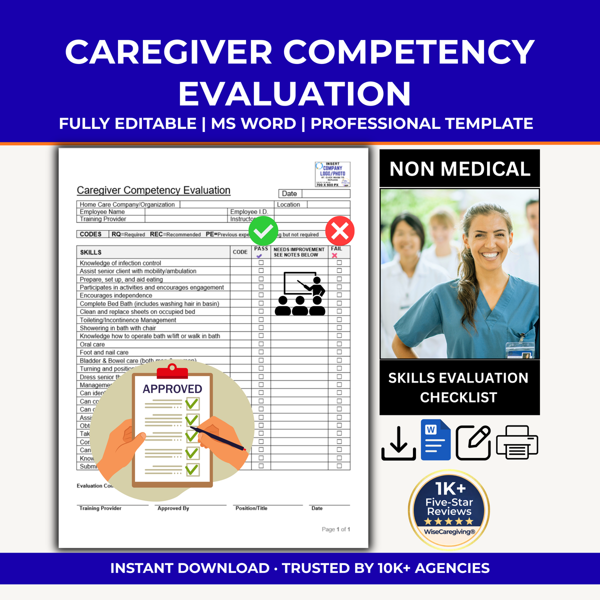 Caregiver Competency Evaluation Template | Home Care Skills Checklist