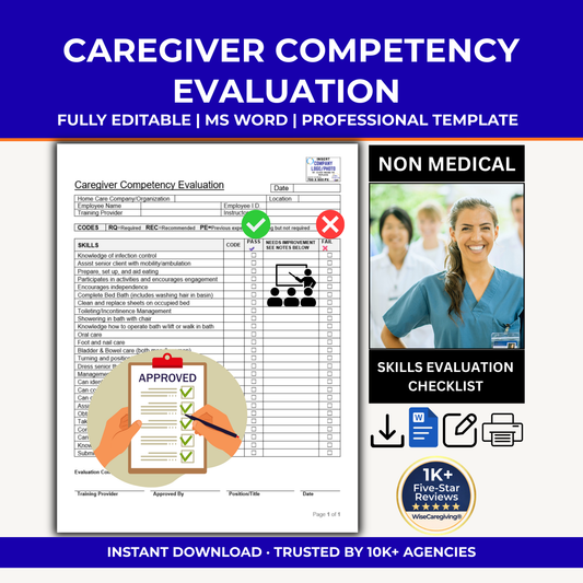 Caregiver Competency Evaluation Template | Home Care Skills Checklist
