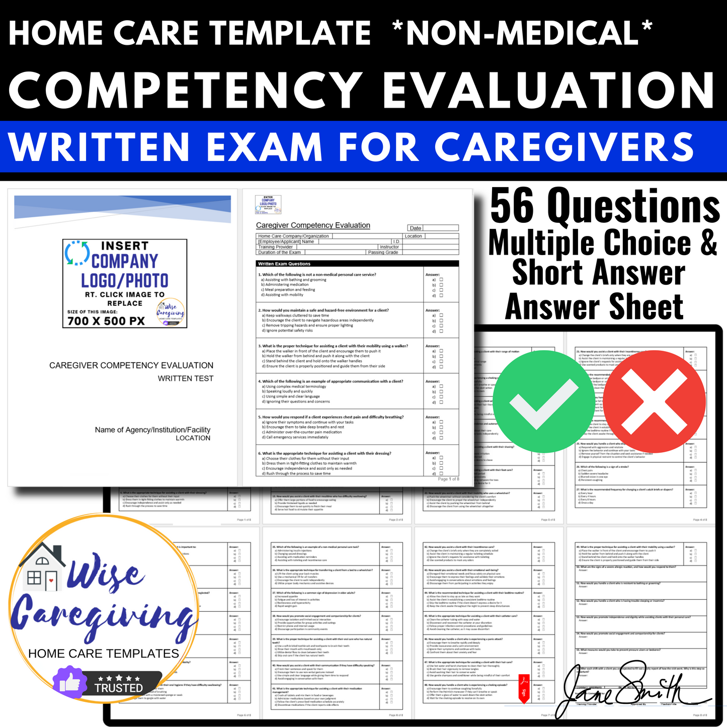 Home Care Employee Competency Evaluation-Written Exam Template