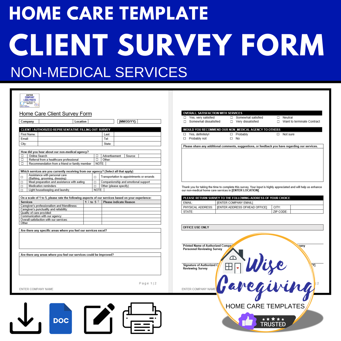 Home Care Client Satisfaction Survey Form Template