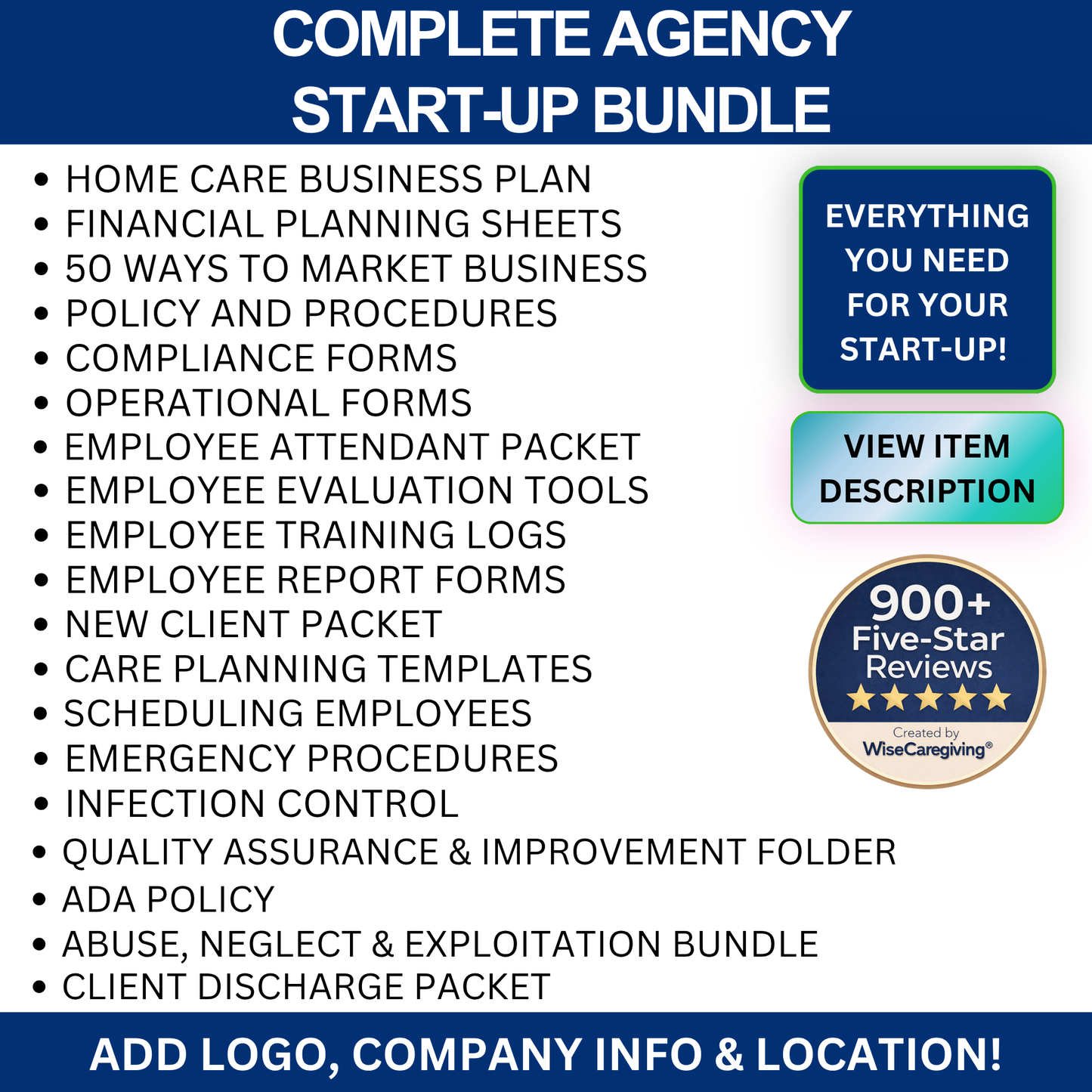 Home Care Business START-UP Bundle | Non Medical w/Personal Care