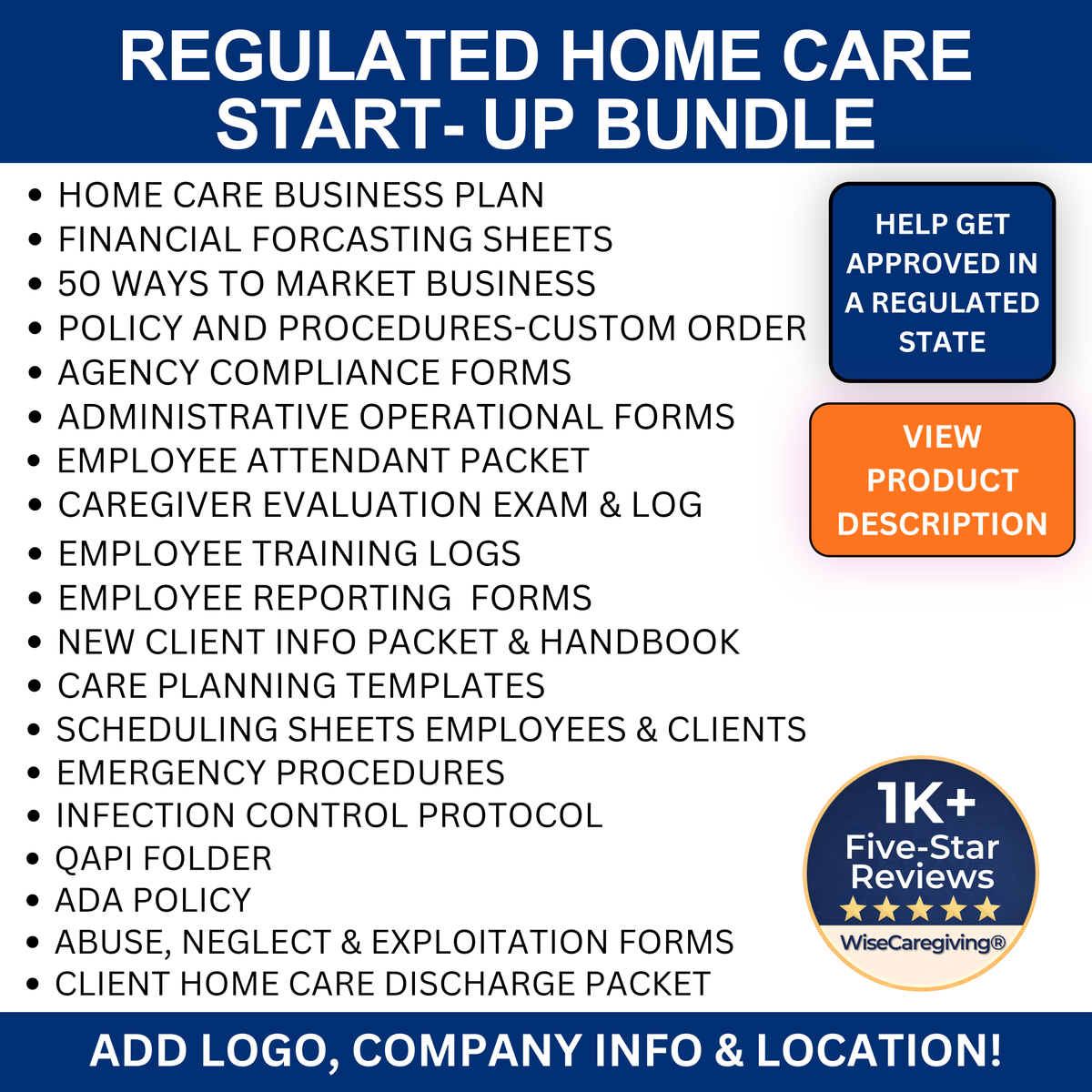 Home Care Business START-UP Bundle | Custom State Manual | Regulated State