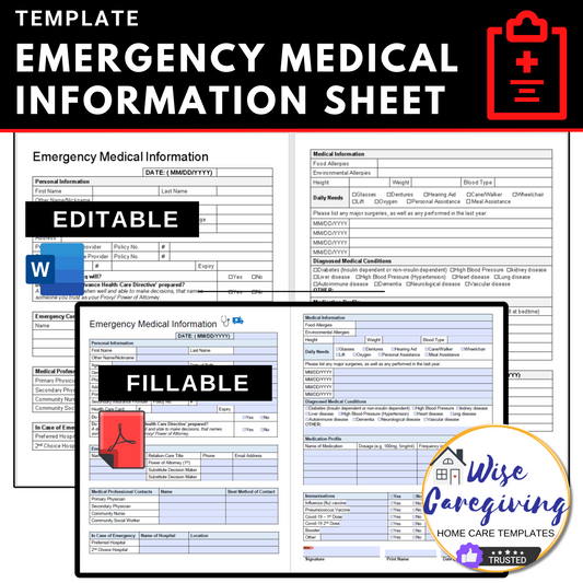 Emergency Medical Information Templates