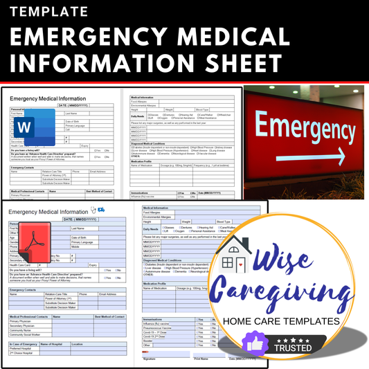 Emergency Medical Information Templates