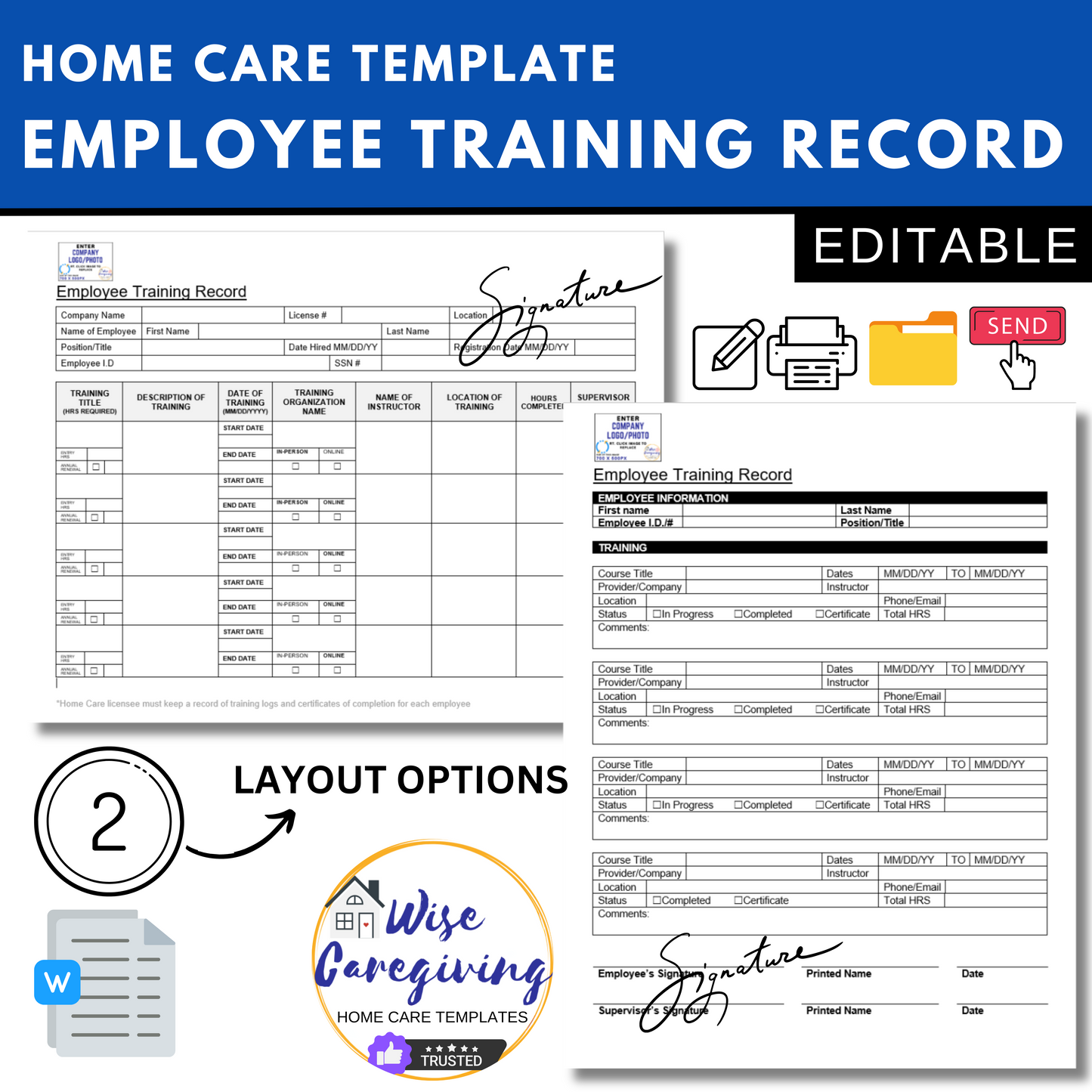 Home Care Employee Training Records Template Pack