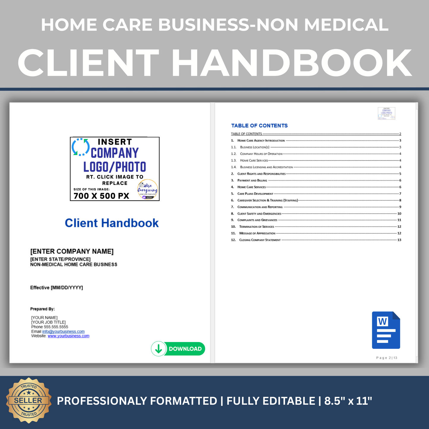 Home Care Client Handbook Manual Template