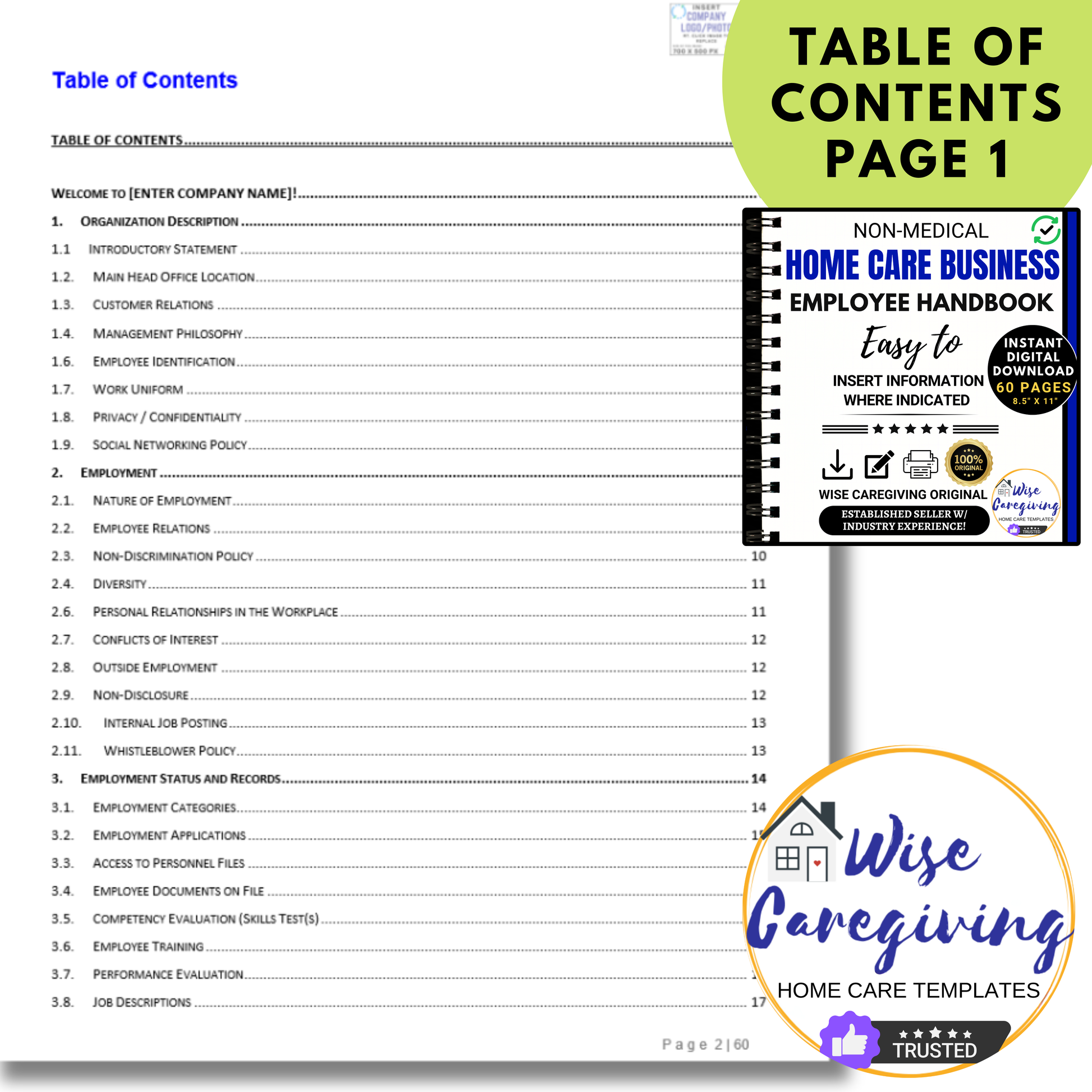 Home Care Employee Handbook Template - Wisecaregiving