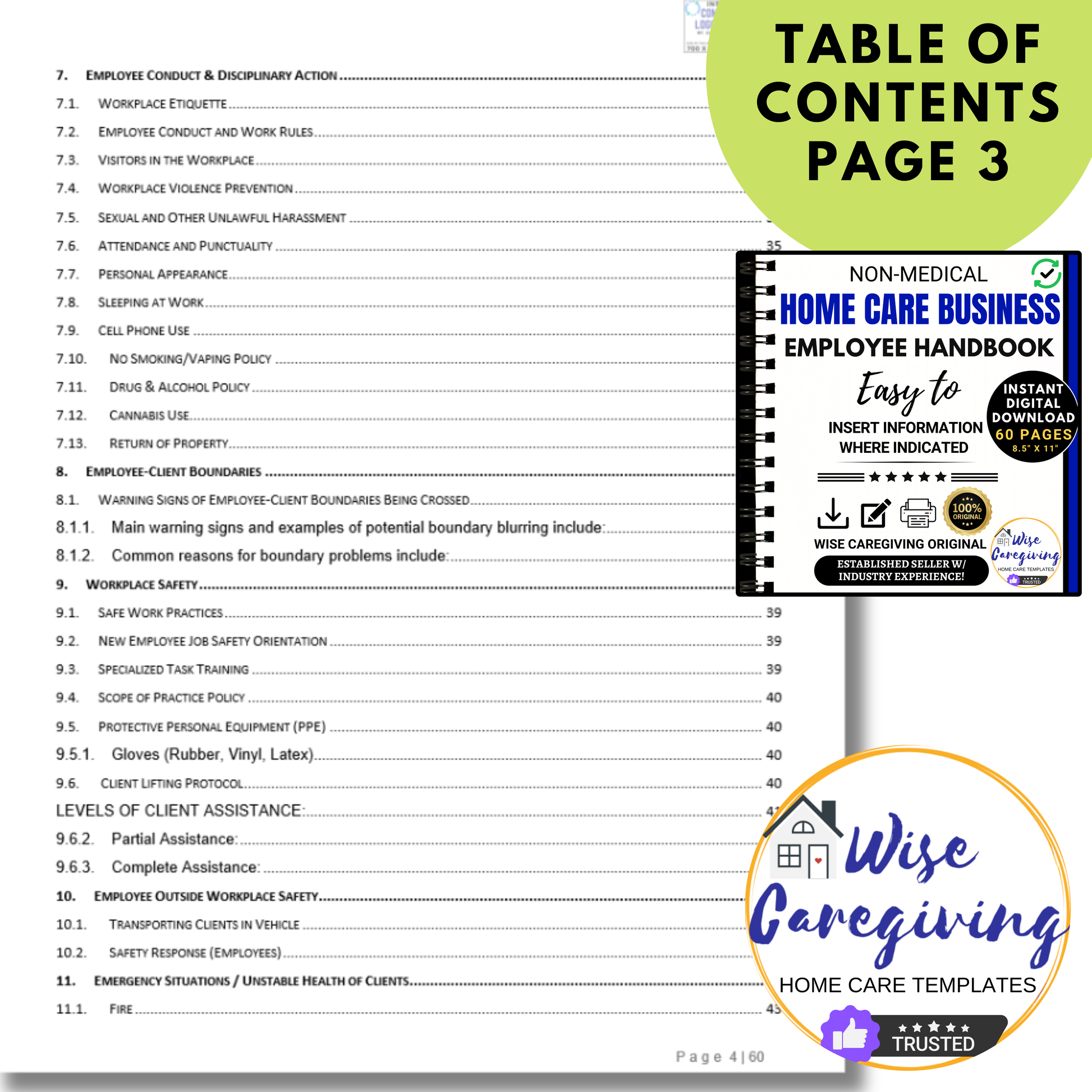 Home Care Employee Handbook Template - Wisecaregiving