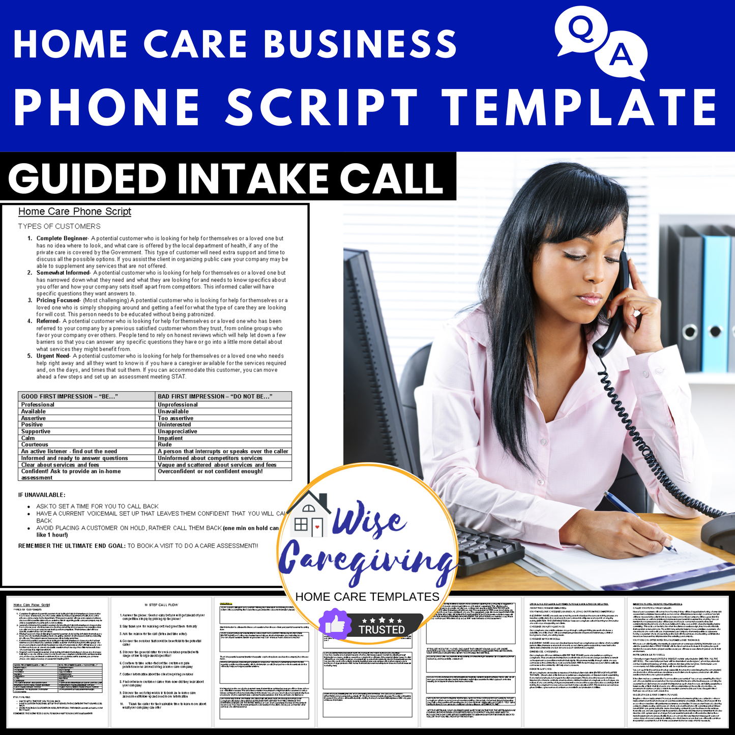 Home Care Business Call Script Template - Wisecaregiving